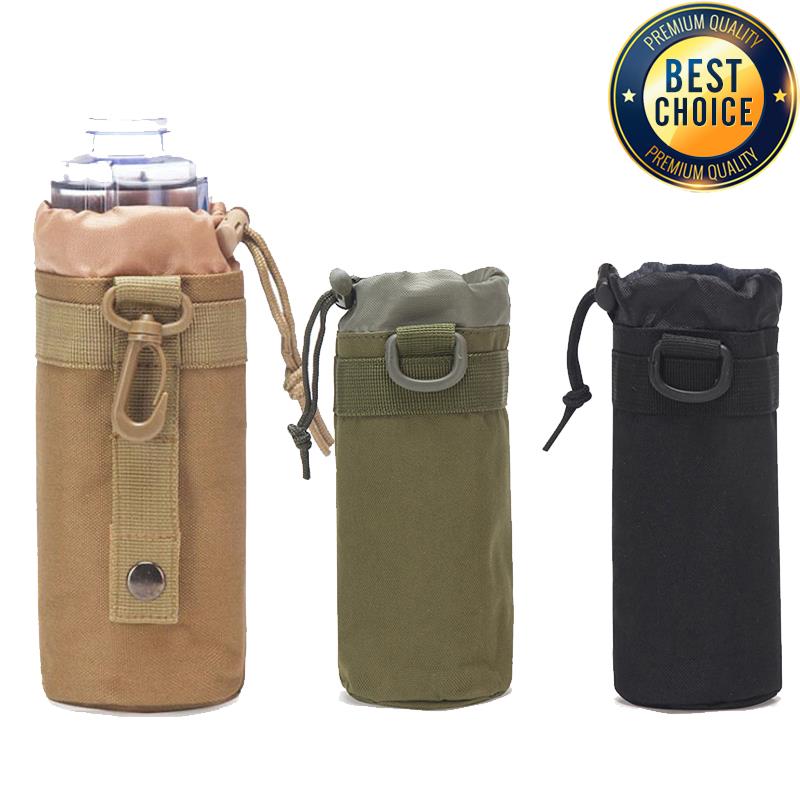 Hydration Pack Outdoor - การล่าสัตว์ขวดน้ํากลางแจ้ง MOLLE กาต้มน้ําผู้ถือกระเป๋าตั้งแคมป์เดินป่าขี่จักรยานขวดกระเป๋า Drawstring ขวดมัลติฟังก์ชั่น P