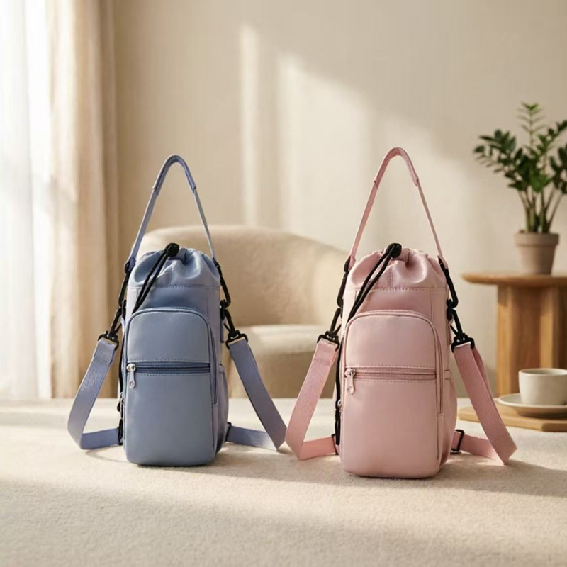 Hydration Pack Outdoor - กระเป๋าใส่ขวดน้ำแบบพกพาพร้อมสายปรับได้ แก้วเก็บความร้อน ฝาครอบป้องกัน กระเป๋าใส่โทรศัพท์ กระเป๋าเดินทางกีฬากลางแจ้ง