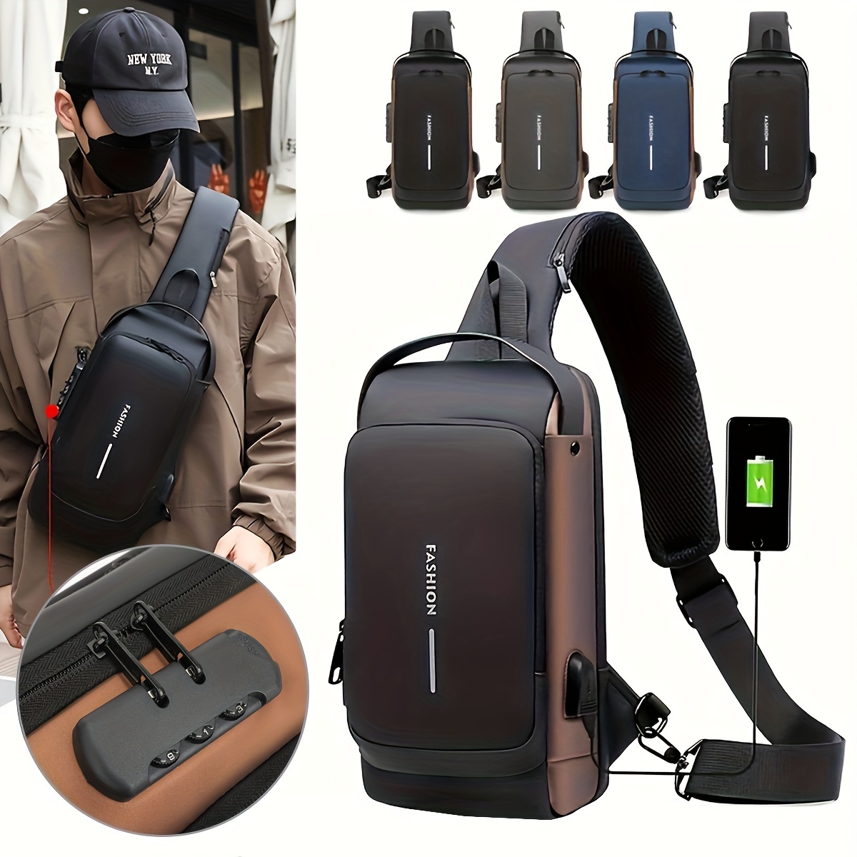 Travel Backpack Anti Theft - รหัสผ่านล็อค Anti-Theft กระเป๋าผู้ชายผู้ชายกระเป๋า Casual กีฬากระเป๋าเป้สะพายหลังขนาดเล็กไหล่กระเป๋าสะพายข้างกระเป๋ารถจักรยานยนต์