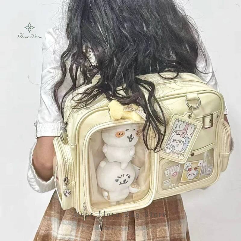Fashion Backpack Women - กระเป๋าอิตะ Y2K น่ารักใหม่ล่าสุด กระเป๋าเป้สะพายหลังความจุเยอะสำหรับคอนเสิร์ต กระเป๋าสะพายไหล่ใสสไตล์โลลิต้าสำหรับสาวๆ กระเป๋าครอสบอดี้ลำลองสำหรับใส่ป้าย