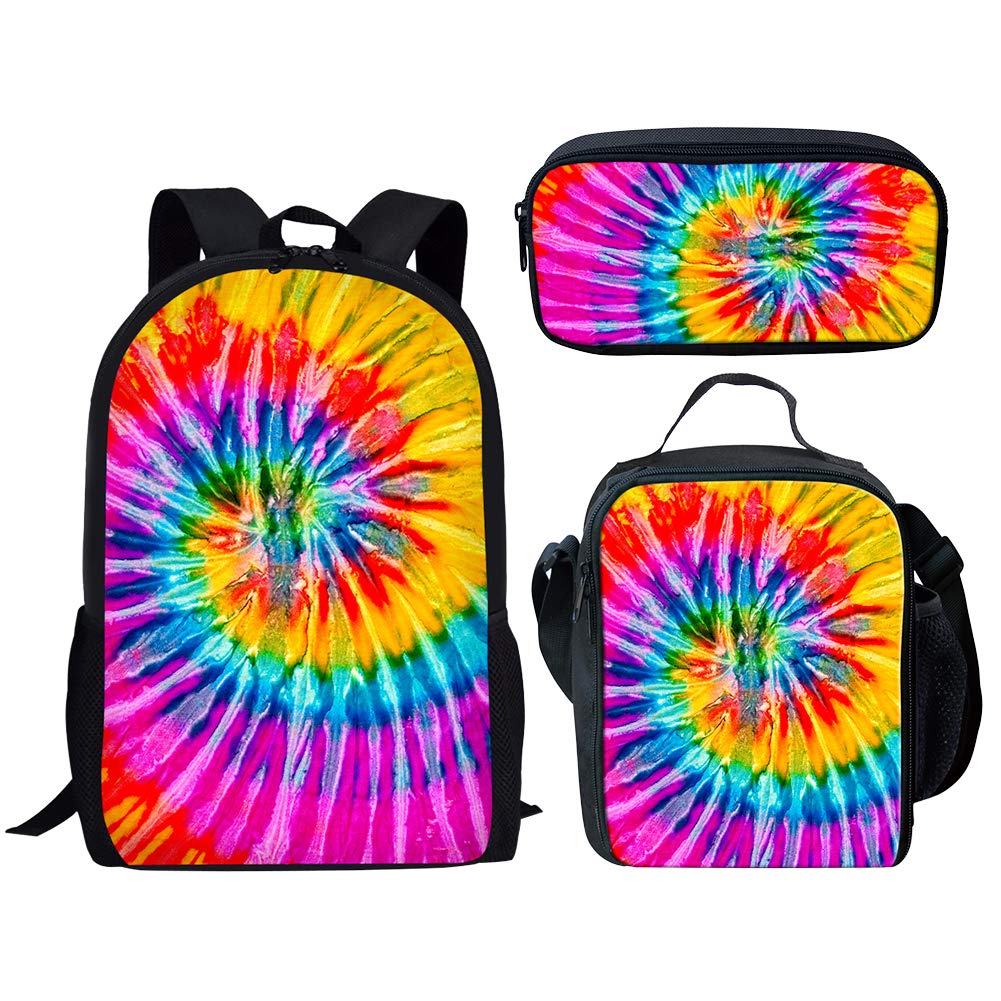 School Backpack Teen - กระเป๋าเป้ลายสายรุ้ง 3 ชิ้น สำหรับวัยรุ่นชาย กระเป๋าเป้ลำลองสำหรับเด็กชายและเด็กหญิง กระเป๋าเป้สะพายหลังขนาดใหญ่
