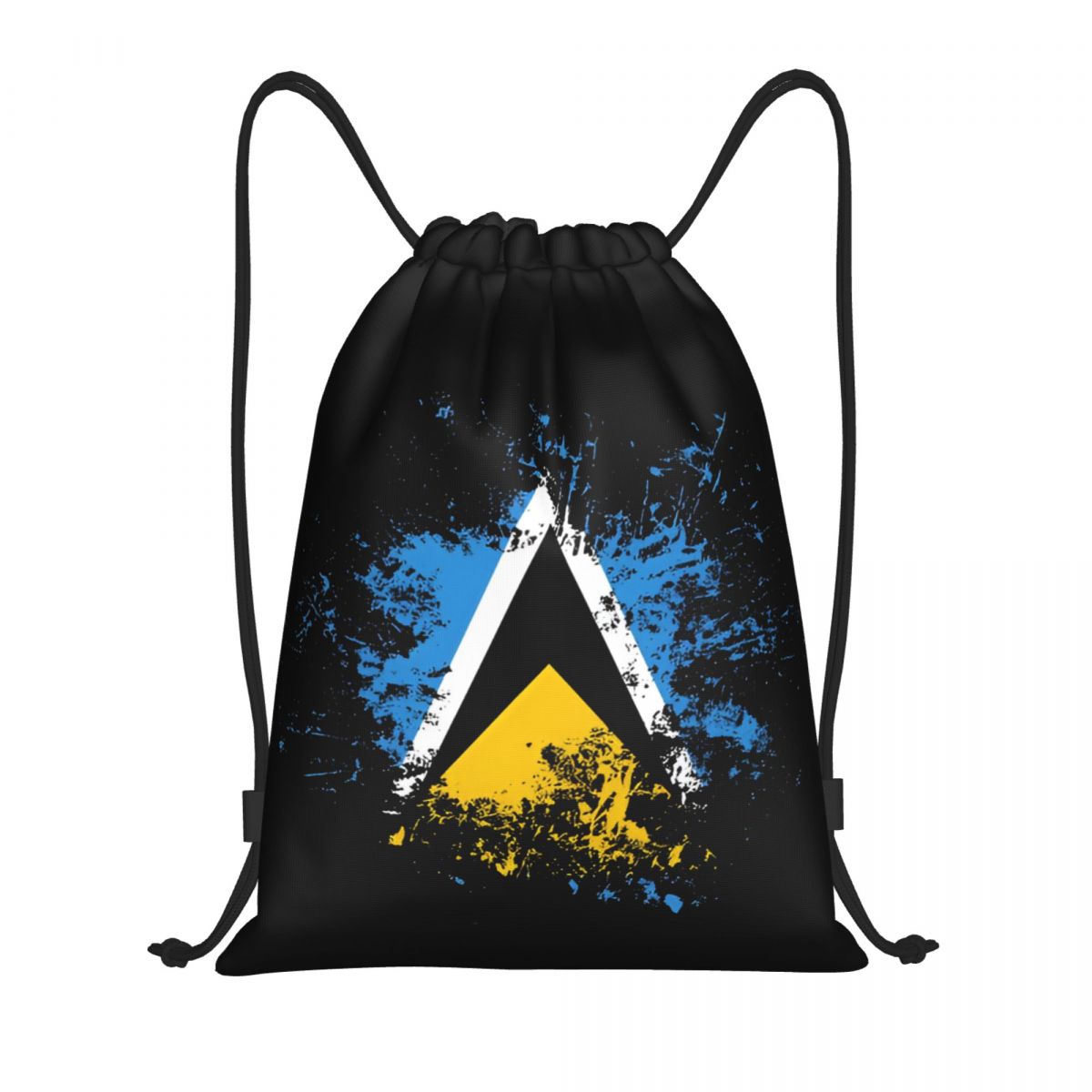 Drawstring Gym Bag - เซนต์ลูเซียธงชาติประเทศ กระเป๋าเป้สะพายหลังลายสีน้ำ กระเป๋าเป้สะพายหลังสำหรับผู้หญิงผู้ชาย กระเป๋าใส่ของสำหรับออกกำลังกาย กระเป๋าช้อปปิ้งแบบพกพา