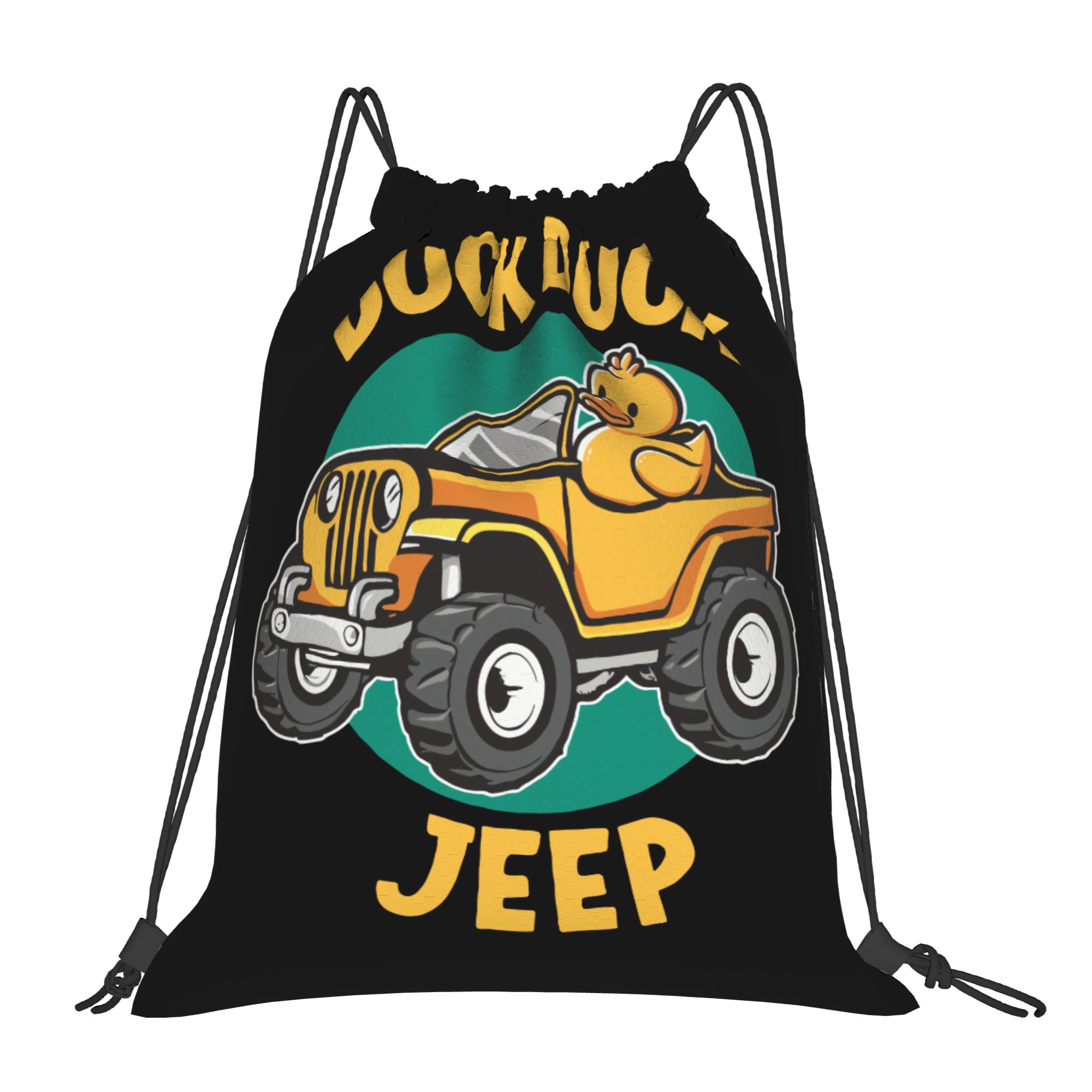Drawstring Gym Bag - กระเป๋าเป้สะพายหลังแบบมีเชือกผูก ลายเป็ด-จี๊ป สำหรับผู้หญิงและผู้ชาย กระเป๋าใส่ของสำหรับกีฬาและช้อปปิ้ง