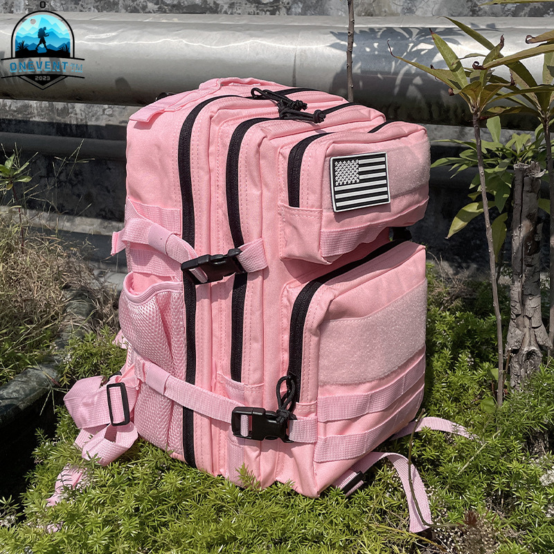 Urban Backpack Tactical - 25L/45L 3Pกระเป๋าเป้สะพายหลังยุทธวิธีสําหรับผู้ชายผู้หญิงสีชมพูกลางแจ้งการล่าสัตว์อุปกรณ์เสริมกองทัพทหารMolle Rucksacks Assault Bag