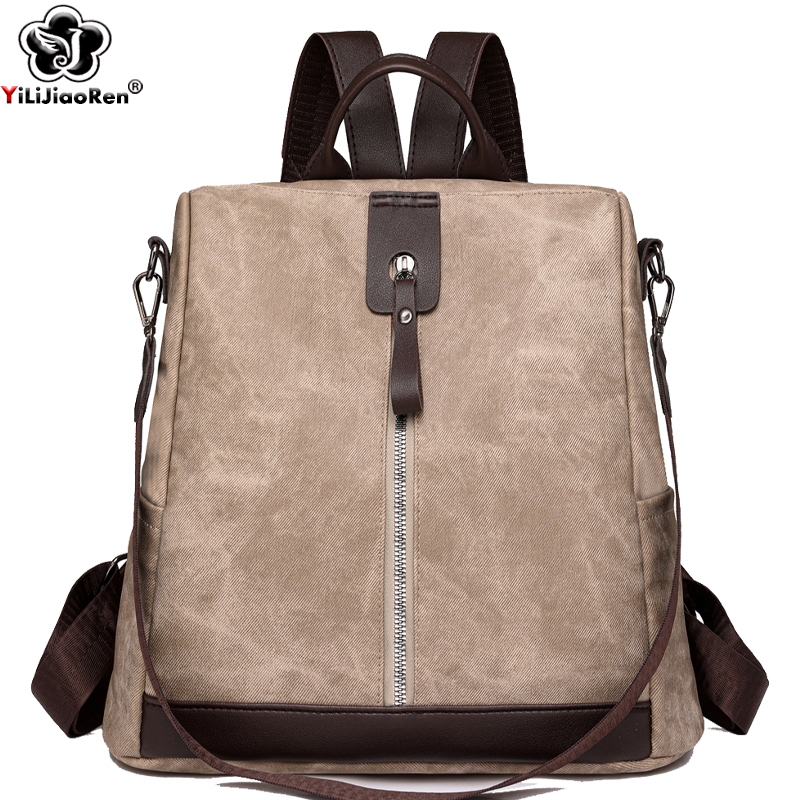 Travel Backpack Anti Theft - กระเป๋าเป้สะพายหลังกันขโมยแฟชั่น ผู้หญิง หนังคุณภาพสูง กระเป๋าสะพายไหล่ผู้หญิง ดีไซน์เนอร์ น้ำหนักเบา