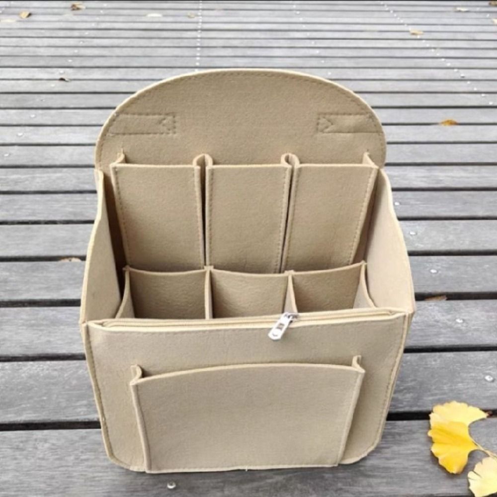 Backpack Insert Organizer - แต่งหน้า Felt ใส่กระเป๋าสําหรับกระเป๋าเดินทางภายในกระเป๋าแบบพกพากระเป๋าเครื่องสําอาง Fit กระเป๋าเป้สะพายหลังผู้หญิงต่างๆ
