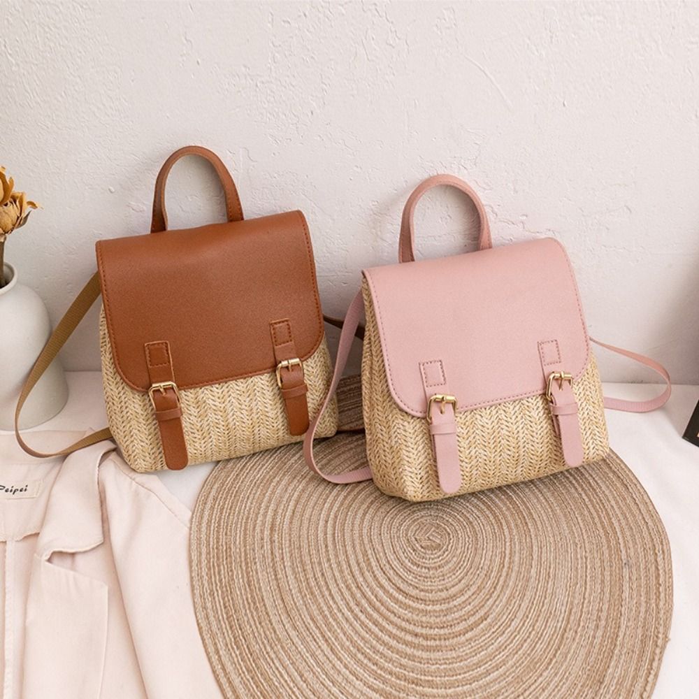 Leather Backpack Vintage - กระเป๋าเป้สะพายหลังหนัง PU แฟชั่น ดีไซน์ย้อนยุค สไตล์วินเทจ กระเป๋าเป้สาน