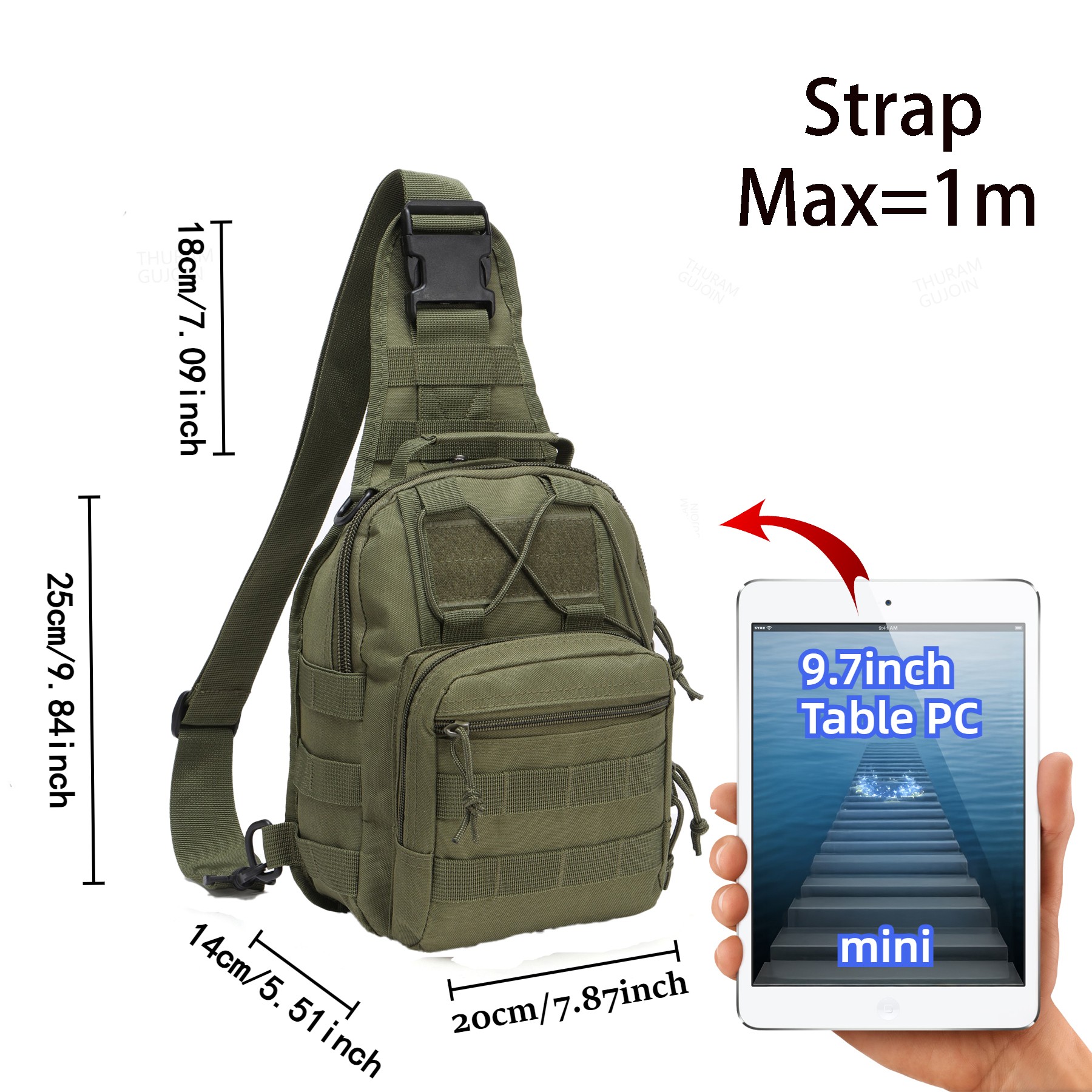 THURAM กระเป๋าเป้สะพายหลังยุทธ - Sling Backpack Shoulder บทวิจารณ์และราคา