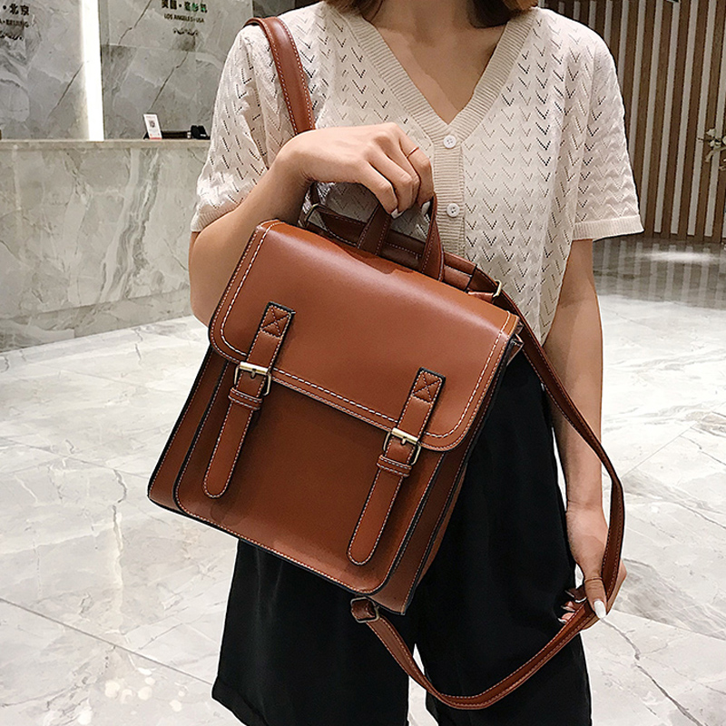 กระเป๋าเป้สะพายหลังหญิง Pu หนั - Leather Backpack Vintage บทวิจารณ์และราคา