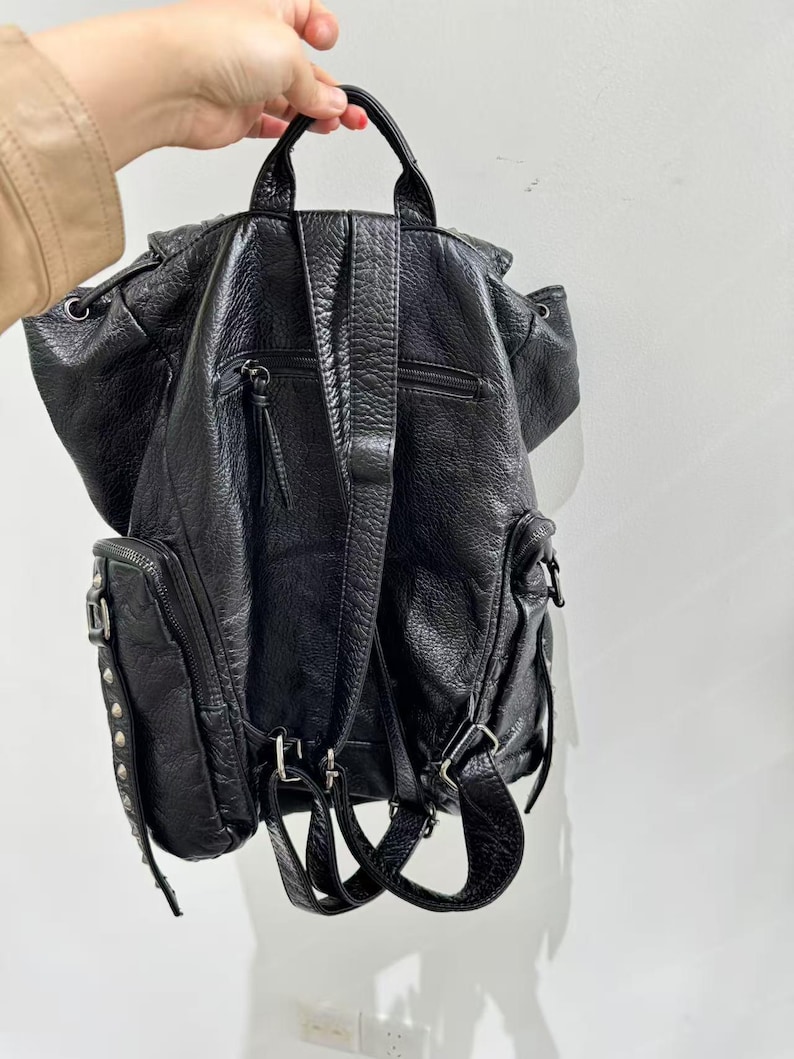 โกธิคพังค์กระเป๋าสะพายหนัง PU  - Leather Backpack Vintage บทวิจารณ์และราคา