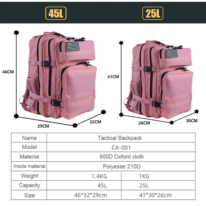 25L/45L 3Pกระเป๋าเป้สะพายหลังย - Urban Backpack Tactical บทวิจารณ์และราคา