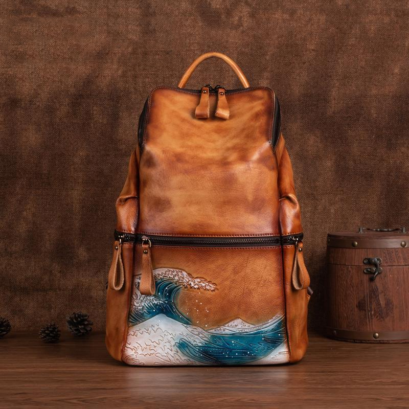 ของแท้นุ่มกระเป๋าเป้สะพายหลังห - Leather Backpack Vintage บทวิจารณ์และราคา