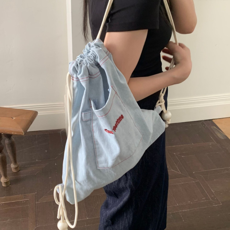 กระเป๋าถือผ้าแคนวาสแบบมีเชือกผ - Canvas Backpack Casual บทวิจารณ์และราคา
