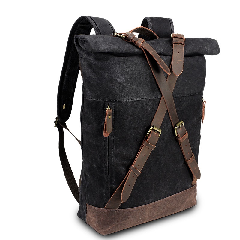 Retro ผ้าใบหนังกระเป๋าเป้สะพาย - Leather Backpack Vintage บทวิจารณ์และราคา